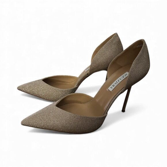 Aquazzura Uptown 85 Gold Glitter Pumps